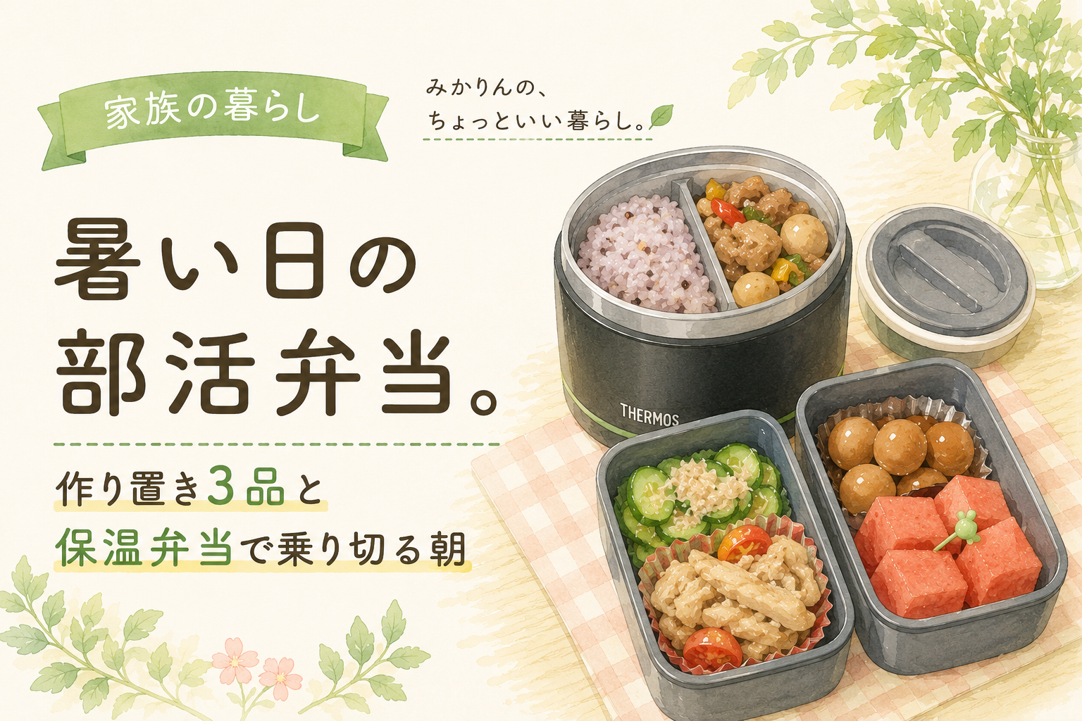 暑い日の部活弁当。作り置き3品と保温弁当で乗り切る朝
