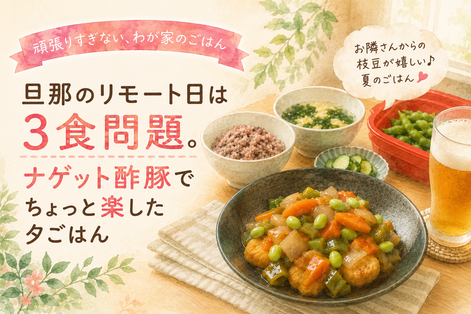 旦那のリモート日は3食問題。ナゲット酢豚でちょっと楽した夕ごはん