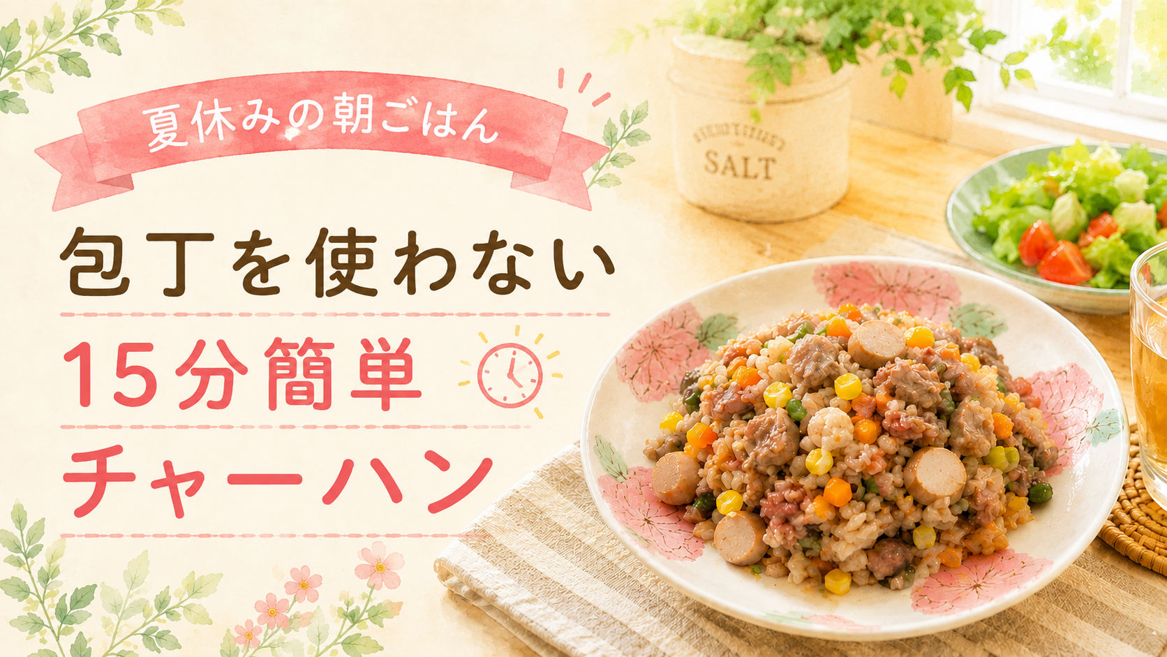 夏休みの朝ごはん｜包丁を使わない15分簡単チャーハン