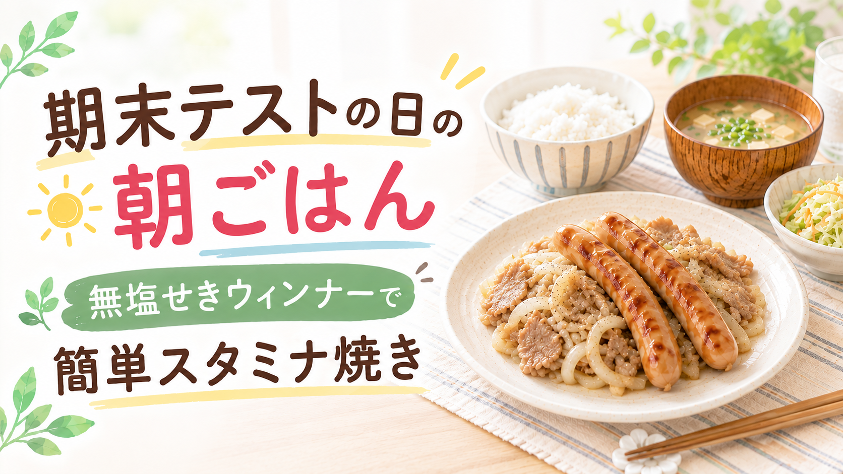 期末テストの日の朝ごはん｜無塩せきウィンナーで簡単スタミナ焼き