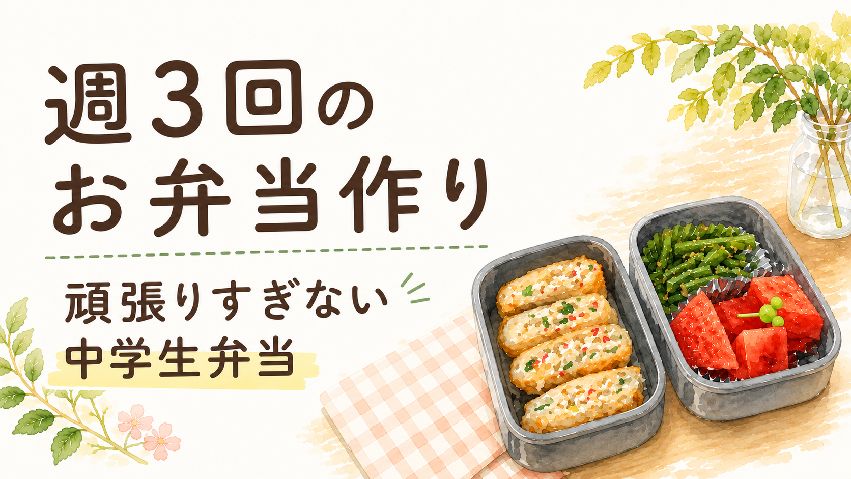 週3回のお弁当作り｜頑張りすぎない中学生弁当