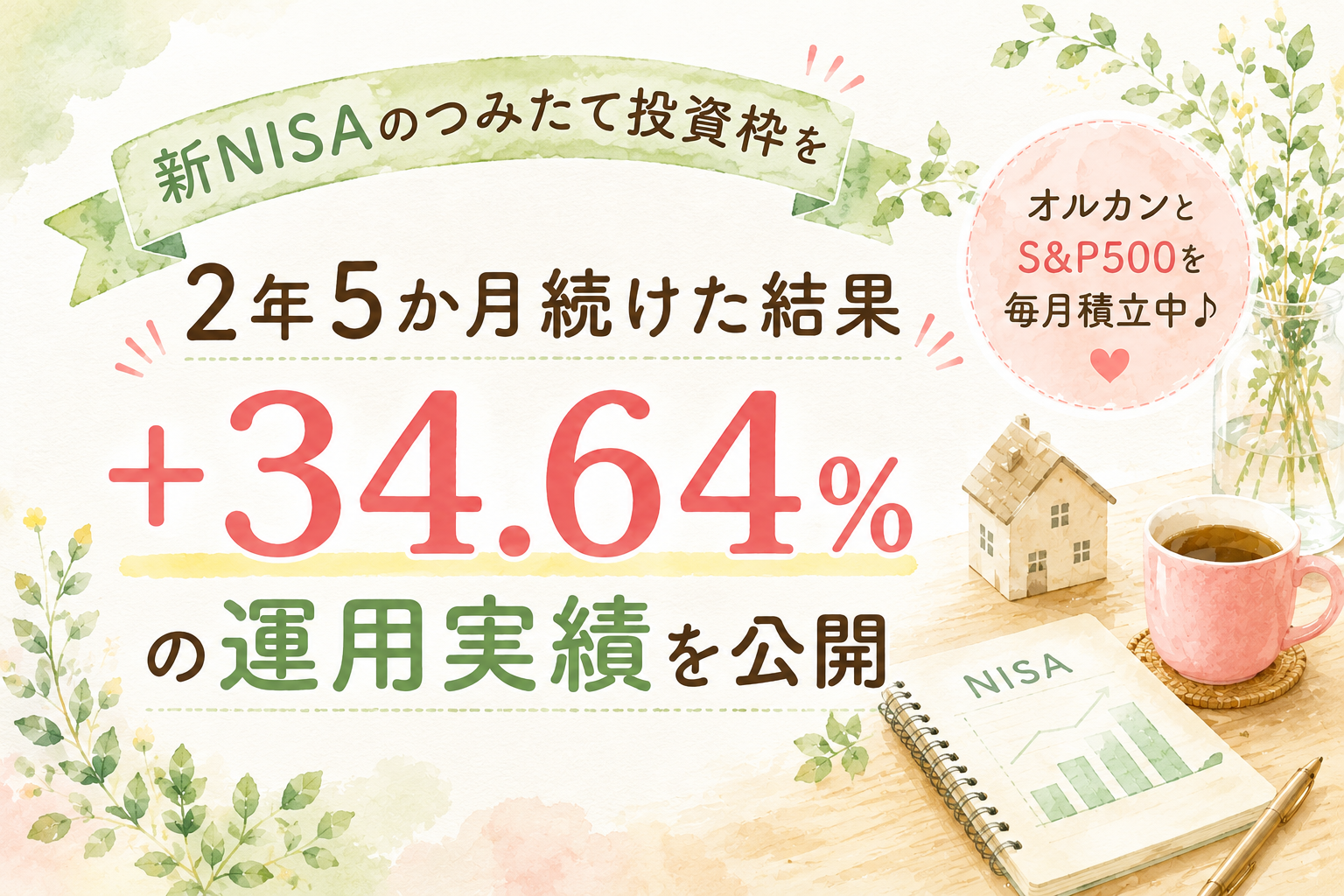 新NISAのつみたて投資枠を2年5か月続けた結果｜＋34.64％の運用実績を公開
