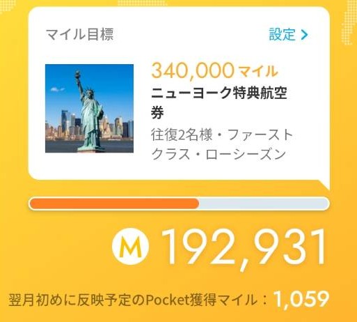 ANA Pocket7月マイル：1,059マイル