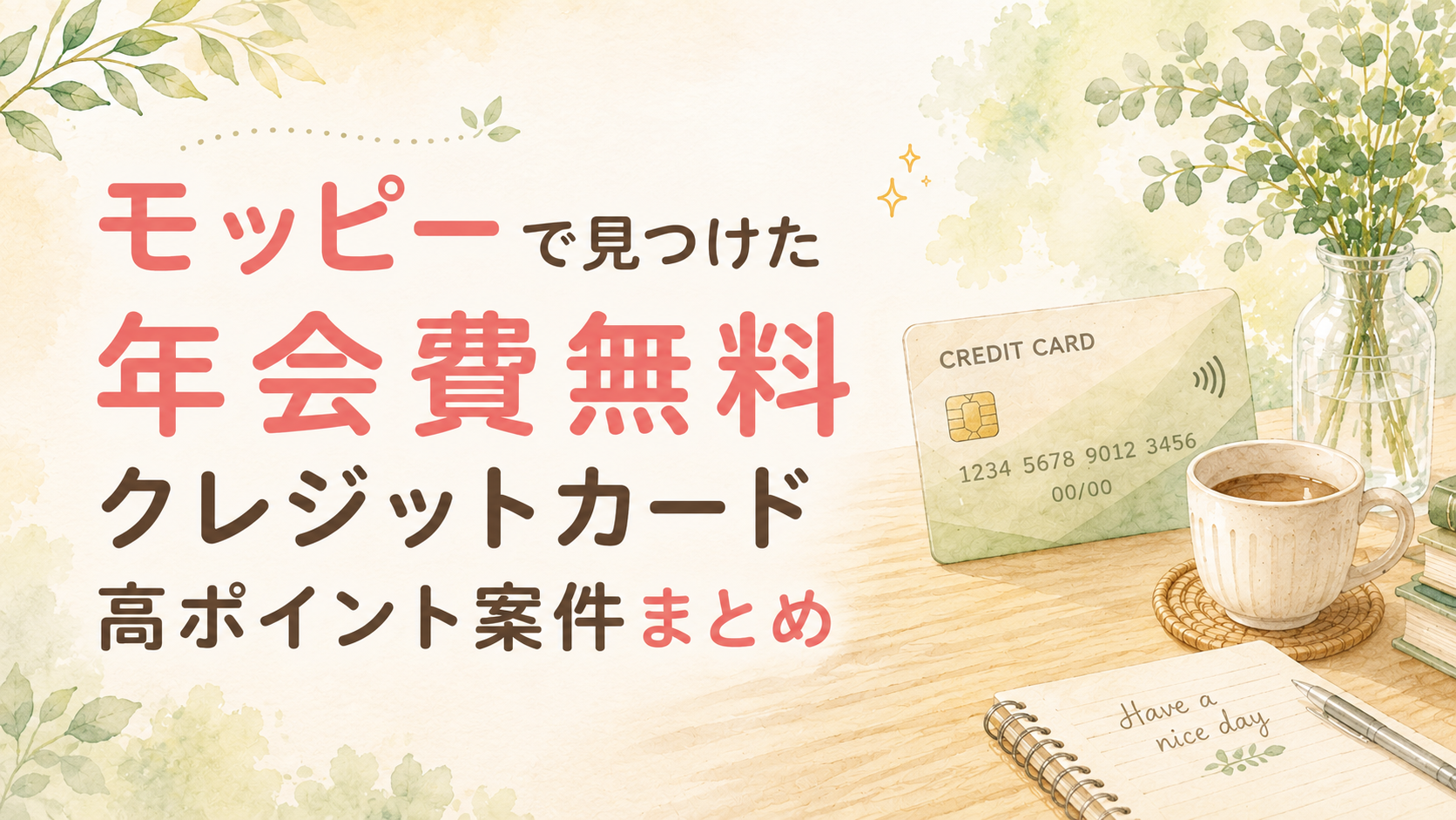 モッピーの年会費無料クレジットカード案件まとめ